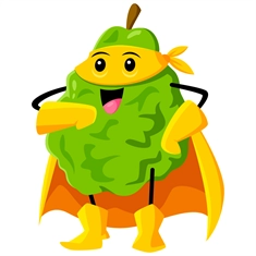 Superhero Bergamot Classroom Fruit Transparent Sticker